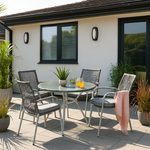 5-piece Rattan Outdoor Dining Set | Grey