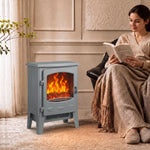 Electric Fireplace Freestanding W/ Realistic Flame Effect, Grey
