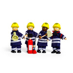 4 Wooden Firefighter Figures, 12cm Tall
