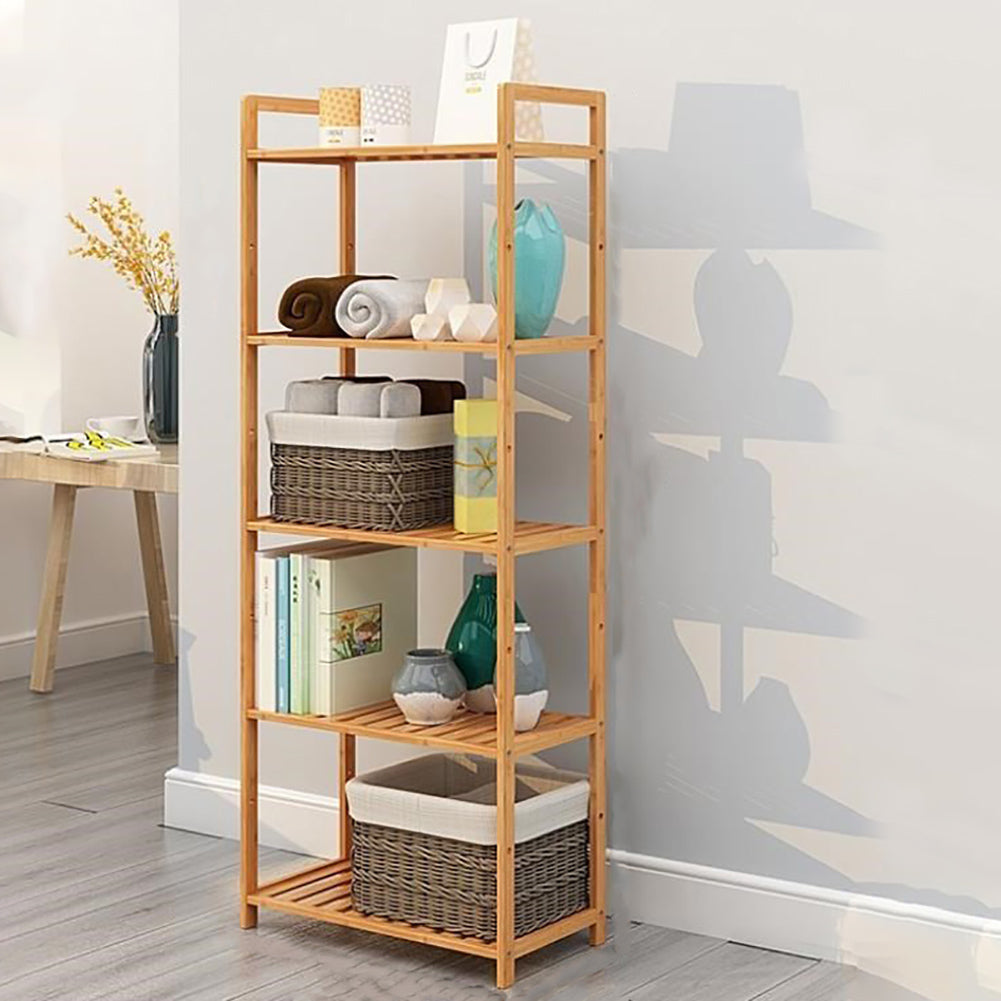 3/4/5-tier Tiered Bamboo Wood Book Storage Shelf | Large | Brown