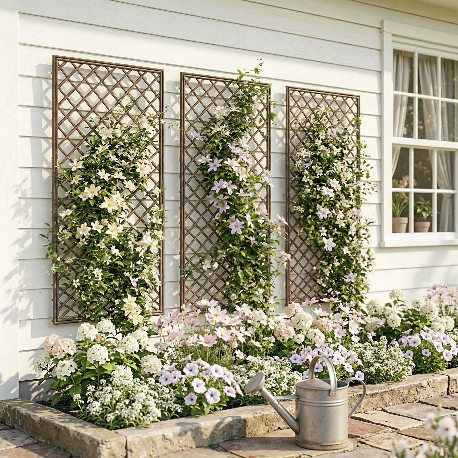 Outsunny Garden Trellis, Decorative Trellis Panels, Natural