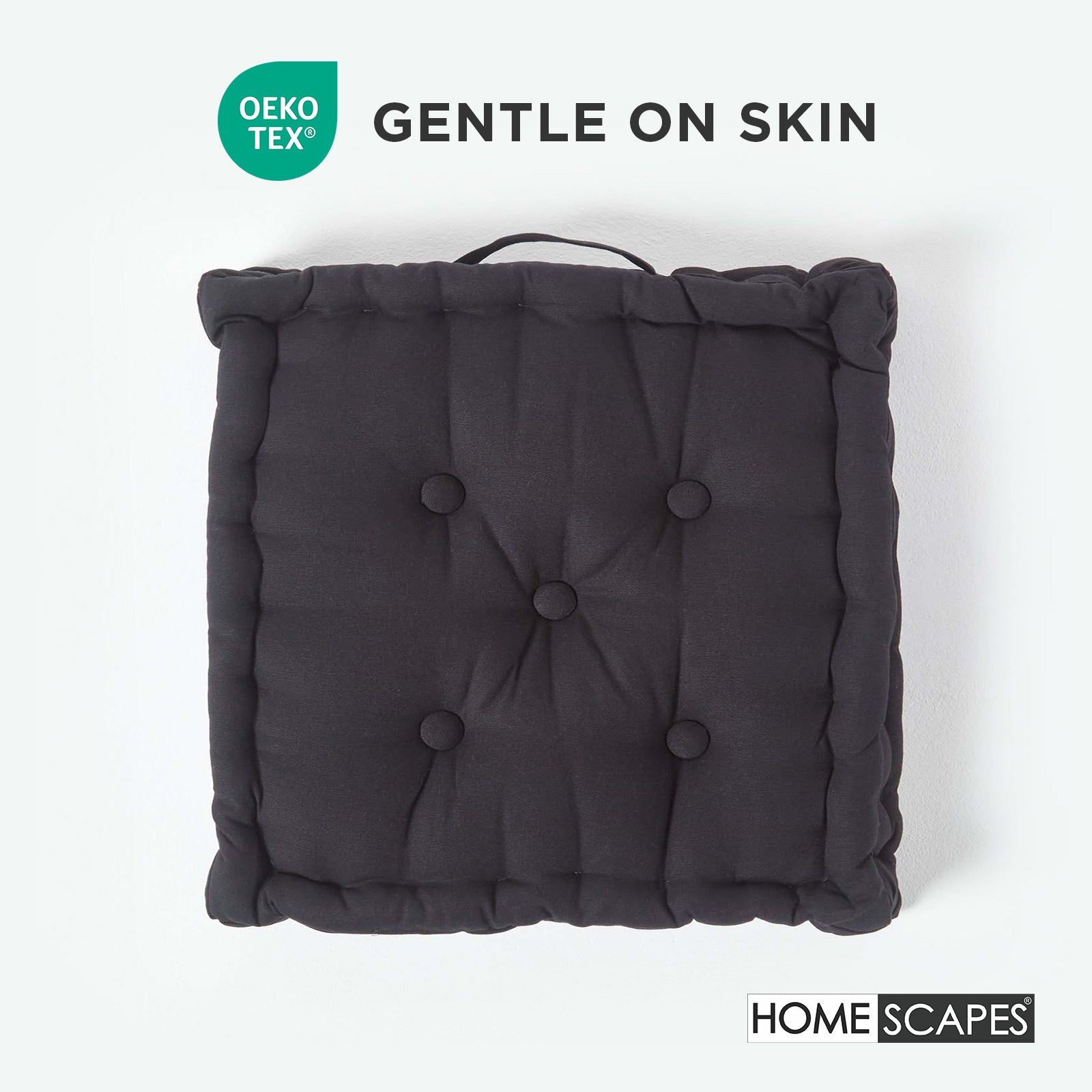 Cotton Plain Floor Cushion | 50cm x 50cm | Black