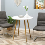 Dining Table With Matte Round Top, Metal Base
