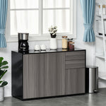 Side Cabinet With 2 Door Cabinet And 2 Drawer Home Office | One Size | Black & Grey