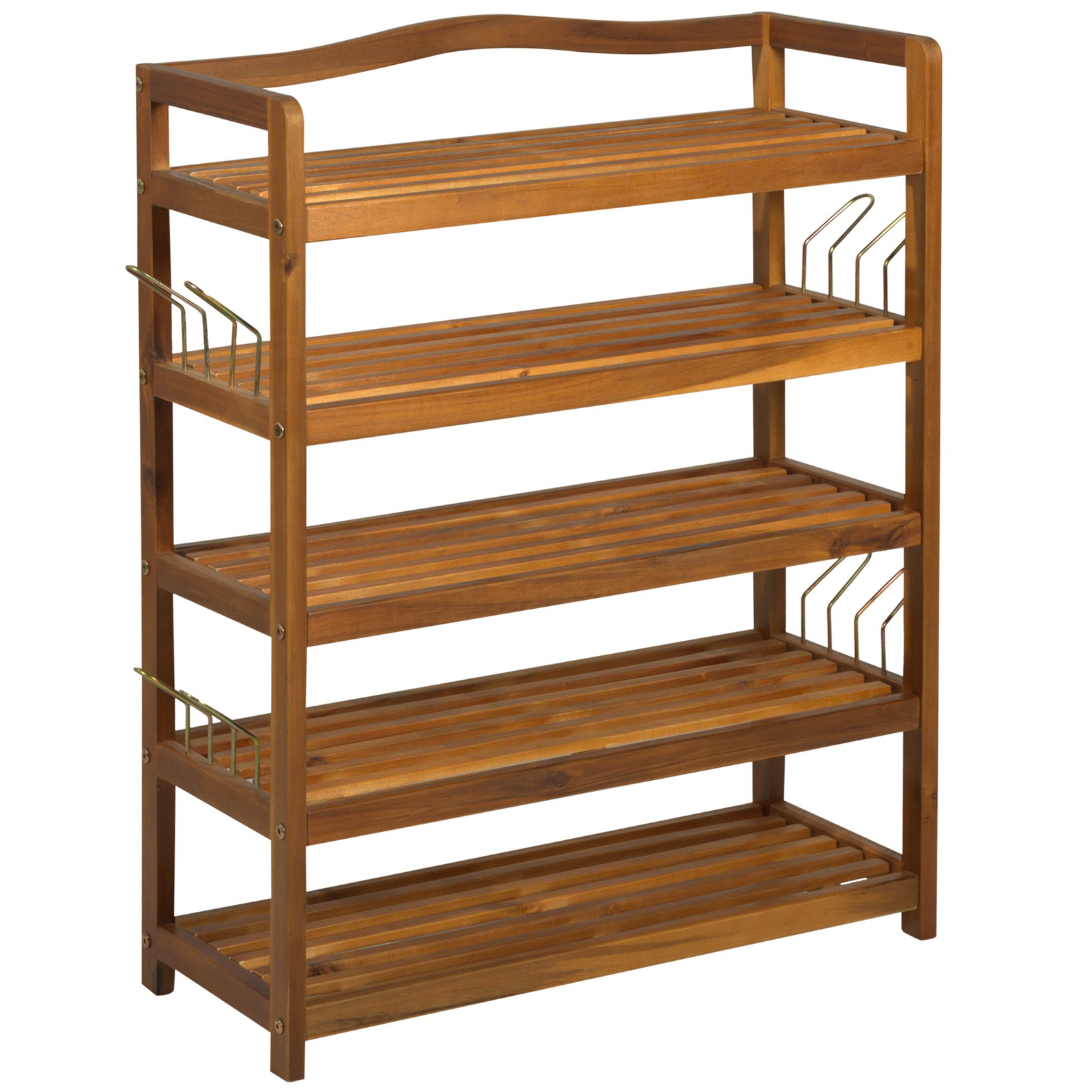 5-tier Shoe Rack Acacia Wood Shoe Storage Shelf For Entryway