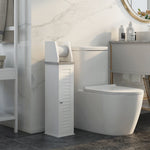 Slim Toilet Roll Storage Unit With Cupboard Adjustable Shelf