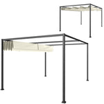4x3m Metal Pergola Gazebo Retractable Canopy Cream