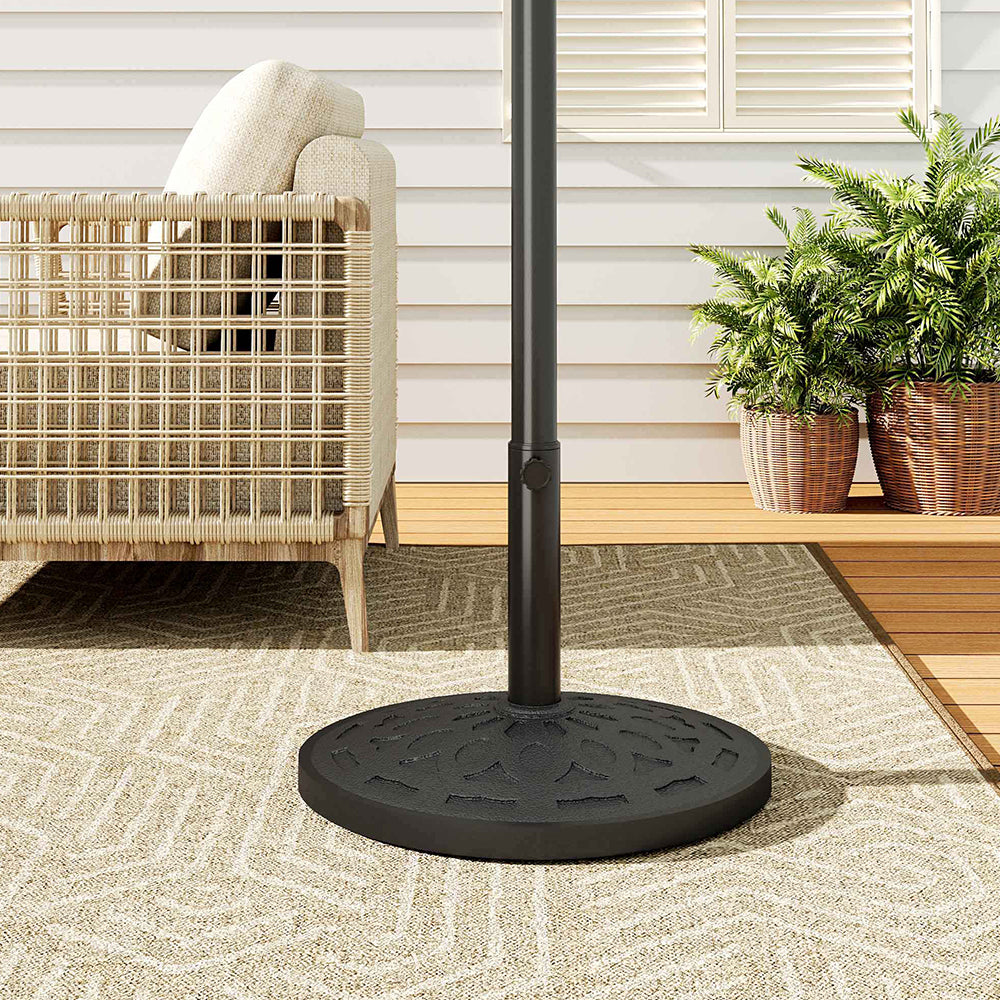 Flower-Patterned Heavy-Duty Resin Parasol Stand & Decorative Base