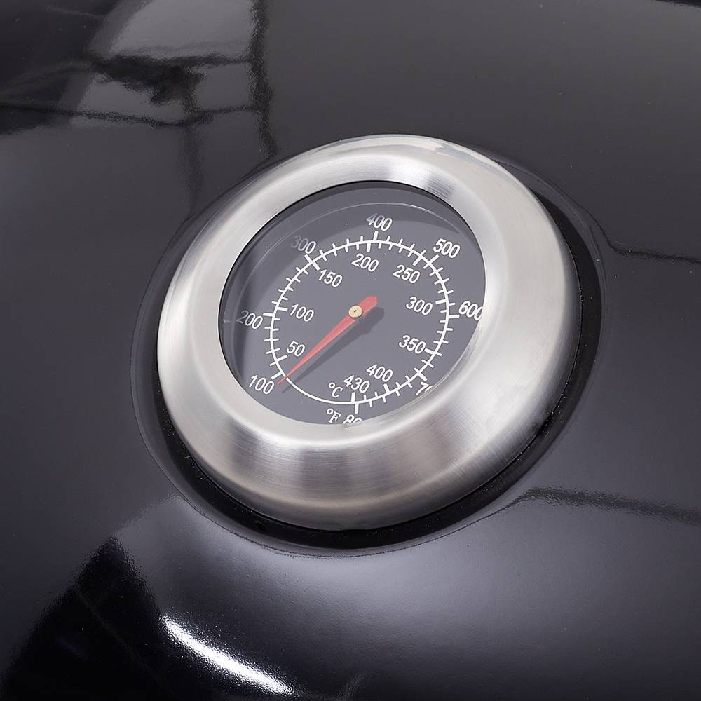 Round Charcoal BBQ Grill with Lid, Carbon Steel Outdoor Barbecue