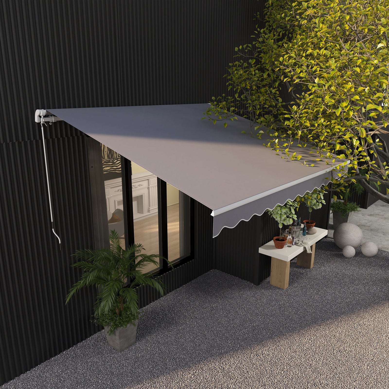3x2.5m Manual Patio Awning, Crank Handle