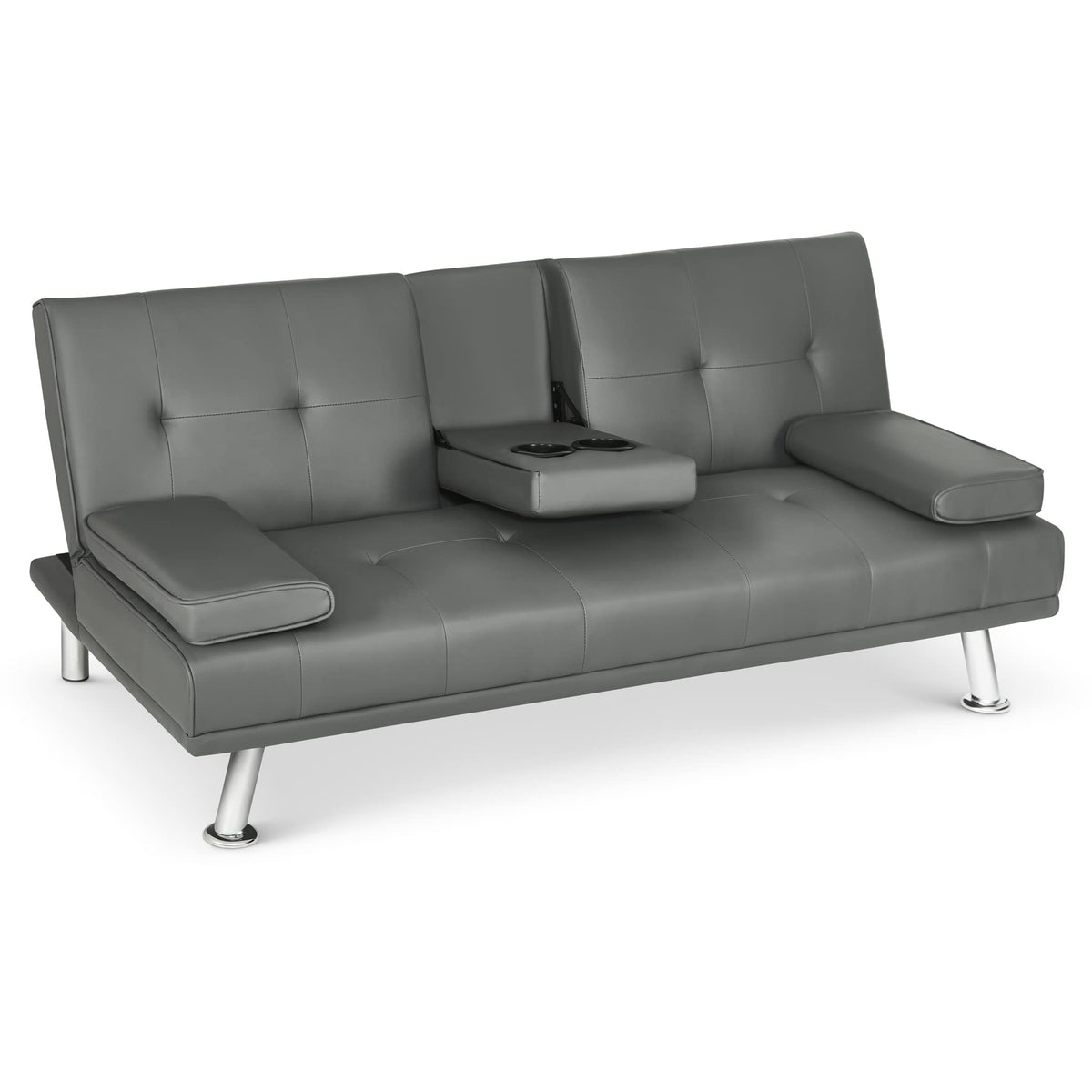 Manhattan Faux Leather Sofa Bed 2 Seater | Grey