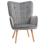 Accent Chair Velvet-touch Tufted Wingback Armchair | One Size | Gray