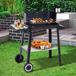 Trolley Charcoal Bbq, Side Trays, Wheels | Black