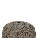 Solid Mango Wood Crotchet Grey Footstool