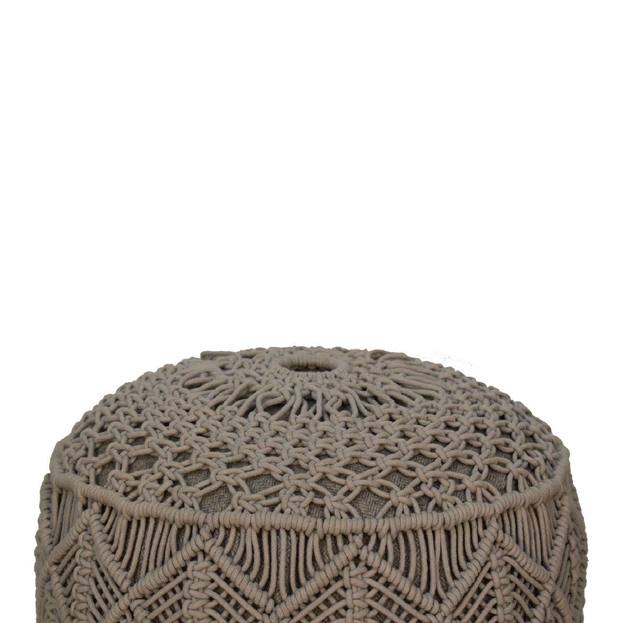 Solid Mango Wood Crotchet Grey Footstool