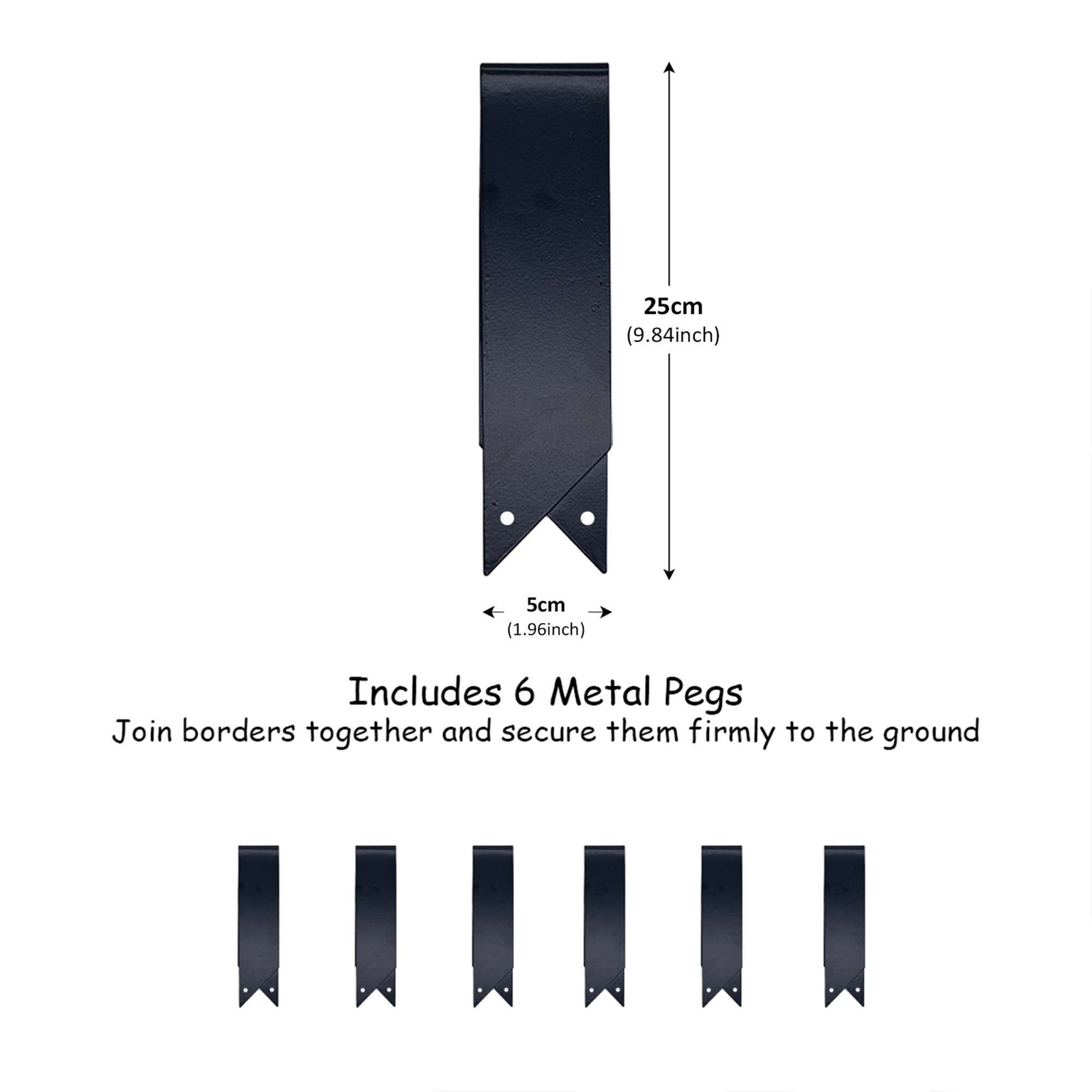 Metal Garden Border Edging 1m Saw Tooth Spikes | Set-of-5 | Anthracite Grey