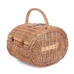 Oval 4 Person Green Tweed Picnic Wicker Basket