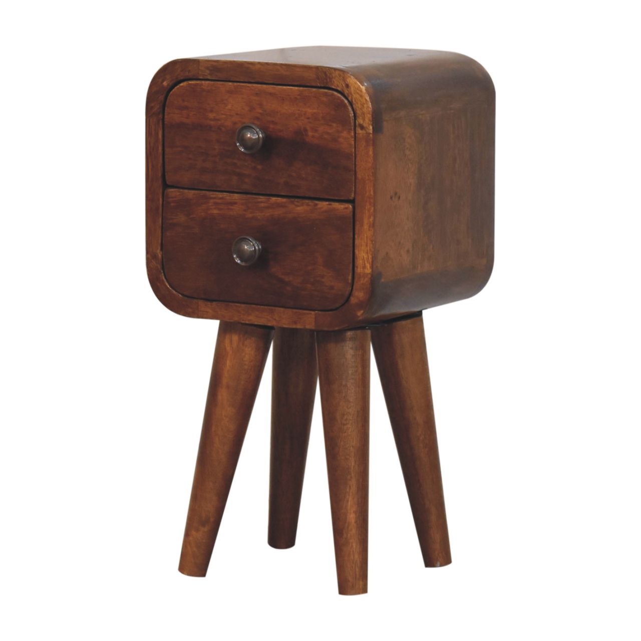 Solid Wood Extra Mini Curved Chestnut Bedside