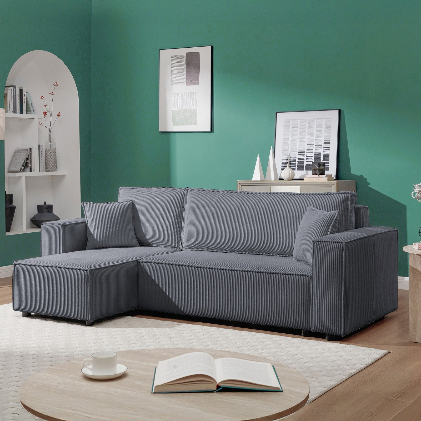 Hanna Reversible Corner Sofa With Sofa Bed | Corner | Dark Grey