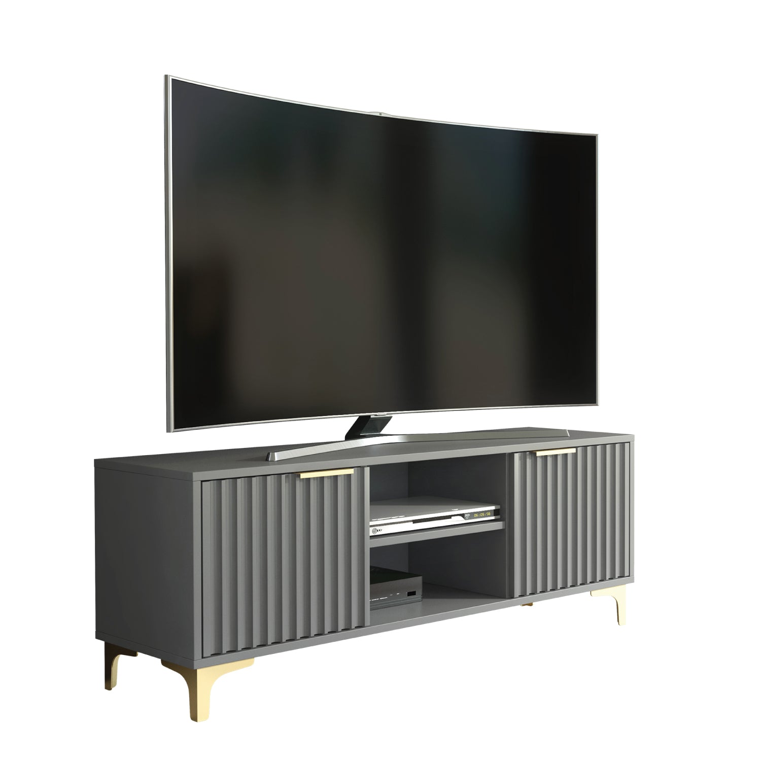Tide Crest Tv Unit 120cm - Fluted Design | Dark Grey