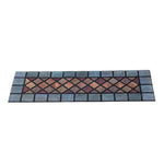 Elegant Tile Effect Narrow Step Doormat - Blue Edge | Set of 1 | Blue
