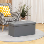 Storage Ottoman Bench, 89l Pu Leather Folding Foot Rest | Grey