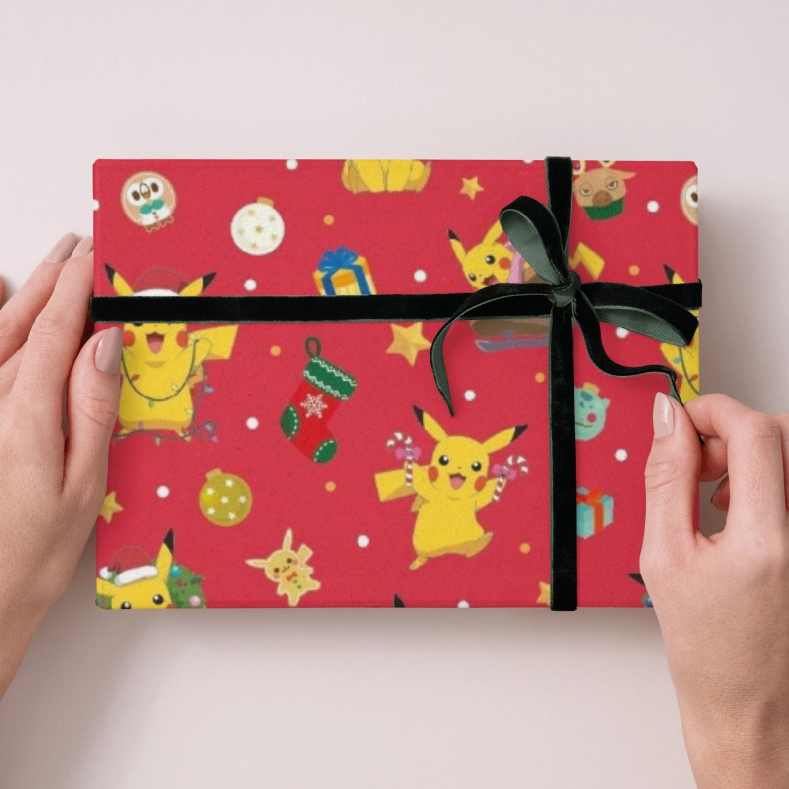 Pokemon Christmas Gift Wrap, 4 Sheet 4 Tag, Official Product