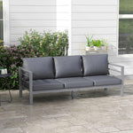 3-seater Aluminium Garden Bench W/ Cushions, Grey
