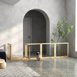 8 Panels Freestanding Dog Barrier For S And M Dogs | Brown