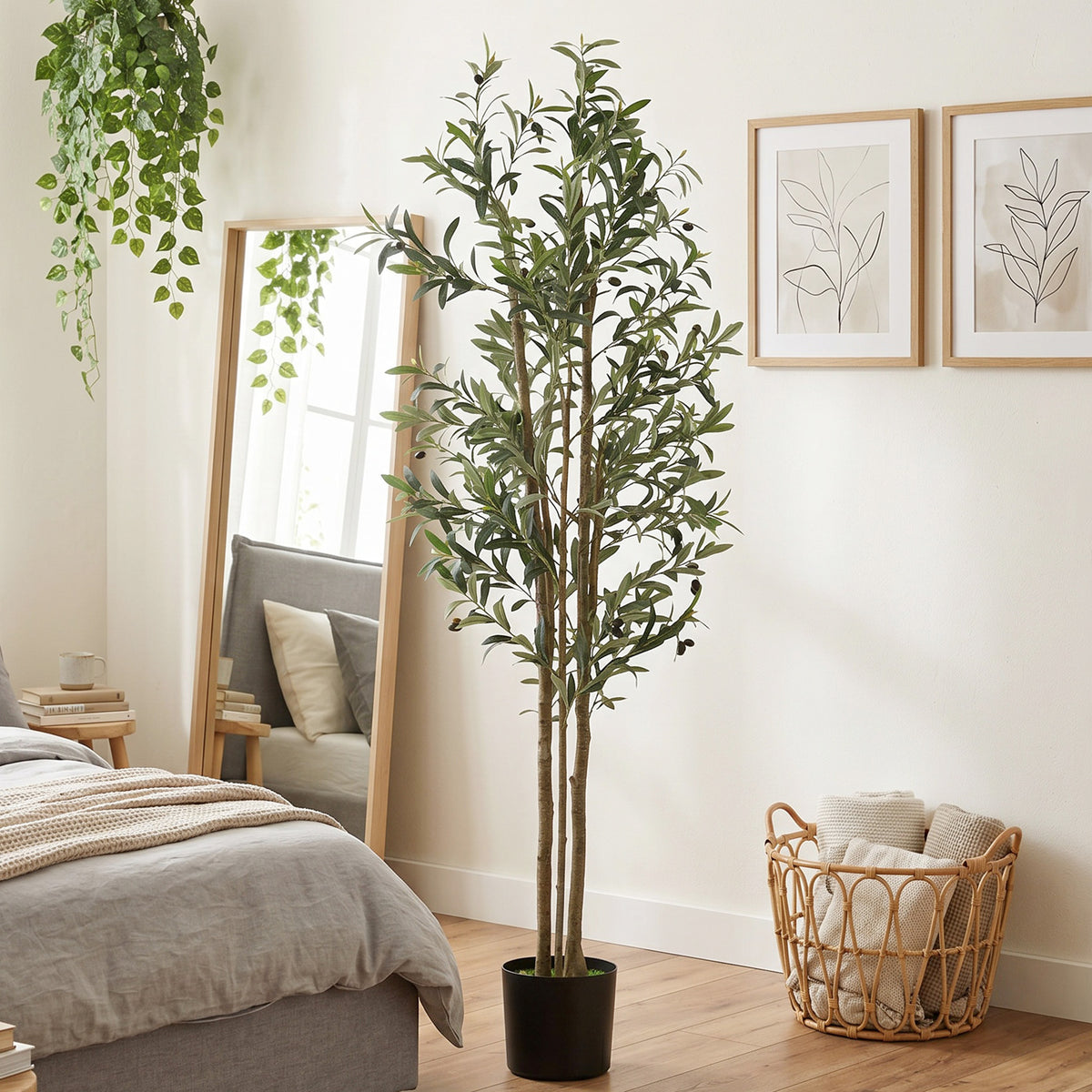 HOMCOM Decorative Artificial Plant, Silk Olive Tree