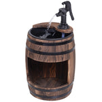 Electric Water Fountain Wood Barrel With Planter Decor