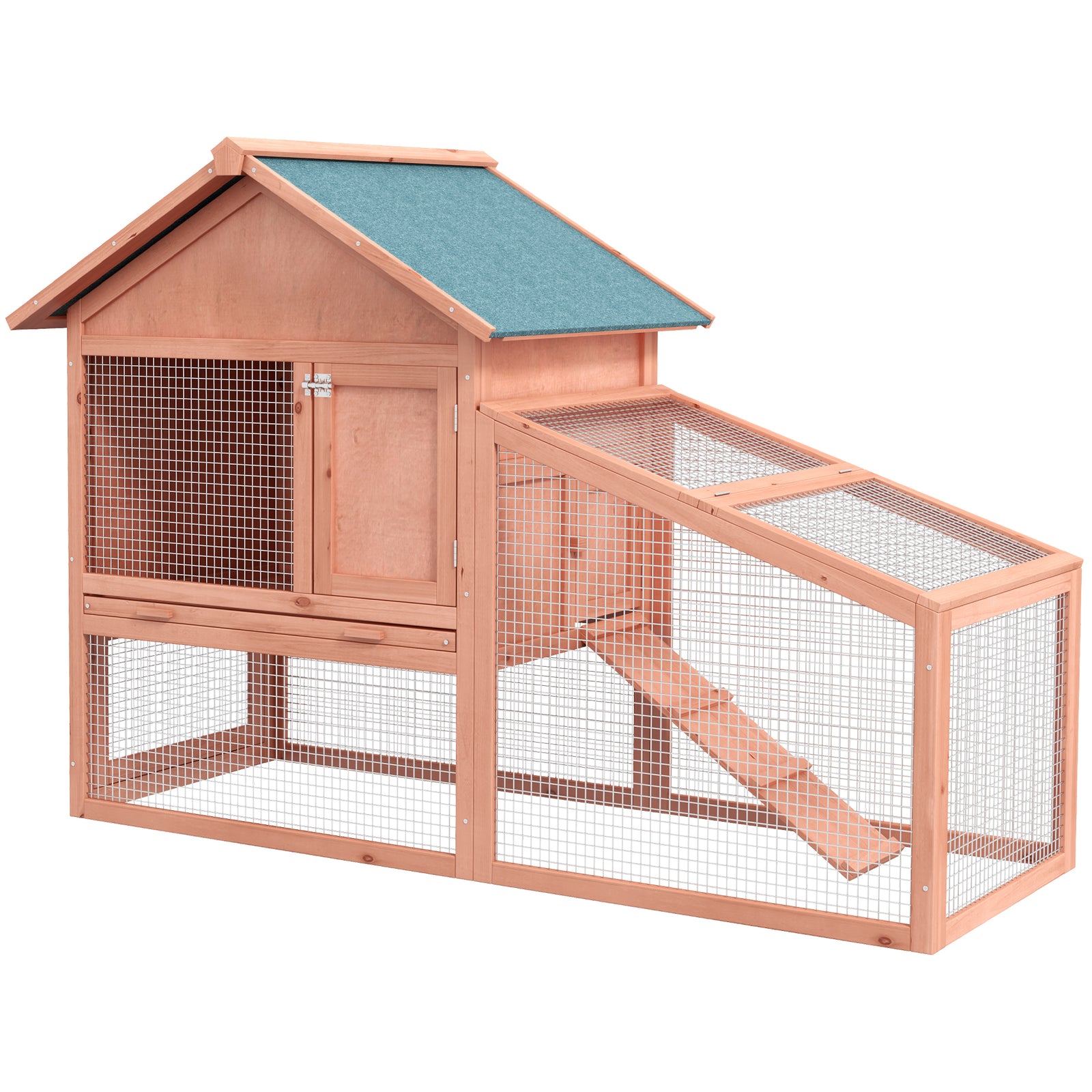 Wood Rabbit,bunny,guinea Pig Hutch Water-resistant W/ Ramp Outdoor Use