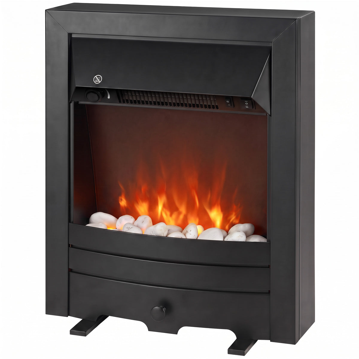Electric Fireplace Stove Freestanding/inset, 1000w/2000w | Black