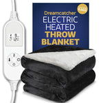 Sherpa Fleece Electric Heated Throw Over Blanket Double Polyester 160cm X 120cm | L | Black