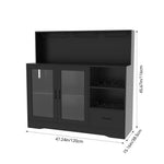 Sideboard Bar Cabinet With Built-in Power Outlet And Led Light Strips