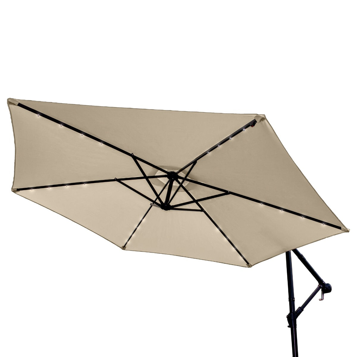 3m Led Cantilever Parasol With Fan Base | Beige