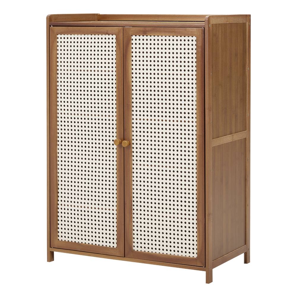 Bamboo And Shoe Cabinet – 2-door Textured Storage Unit With 6 Tiers For Neat And Stylish Entryway Organization