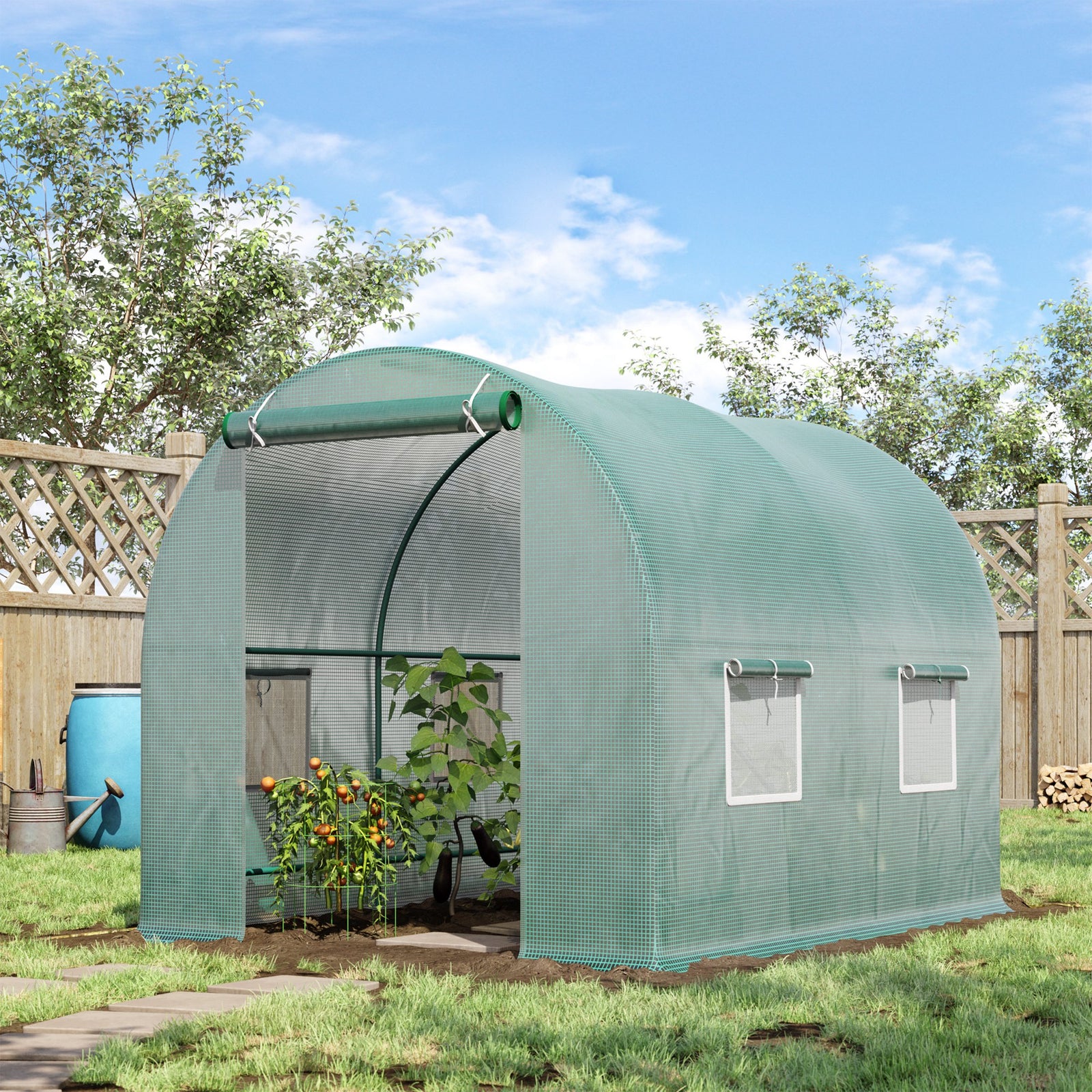 Walk-in Polytunnel Greenhouse W/ Window Door