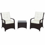 3pc Rattan Table Chair Bistro Garden Furniture Set Wicker | Cream