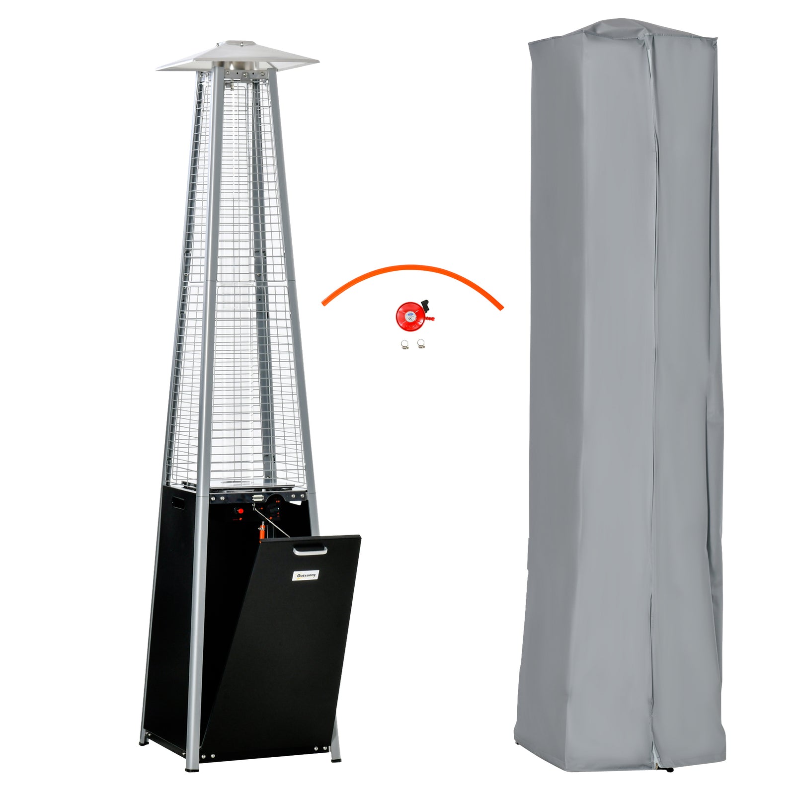 11.2kw Gas Heater, Freestanding, Black, 50x50x225cm | Black