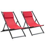 Set Of 2 Folding Garden Beach Aluminium Frame Deck Chairs | White