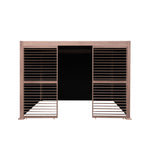 Wood Effect Aluminium Pergola With Blinds & 2 Louvre Panels | 3m x 3m | Brown