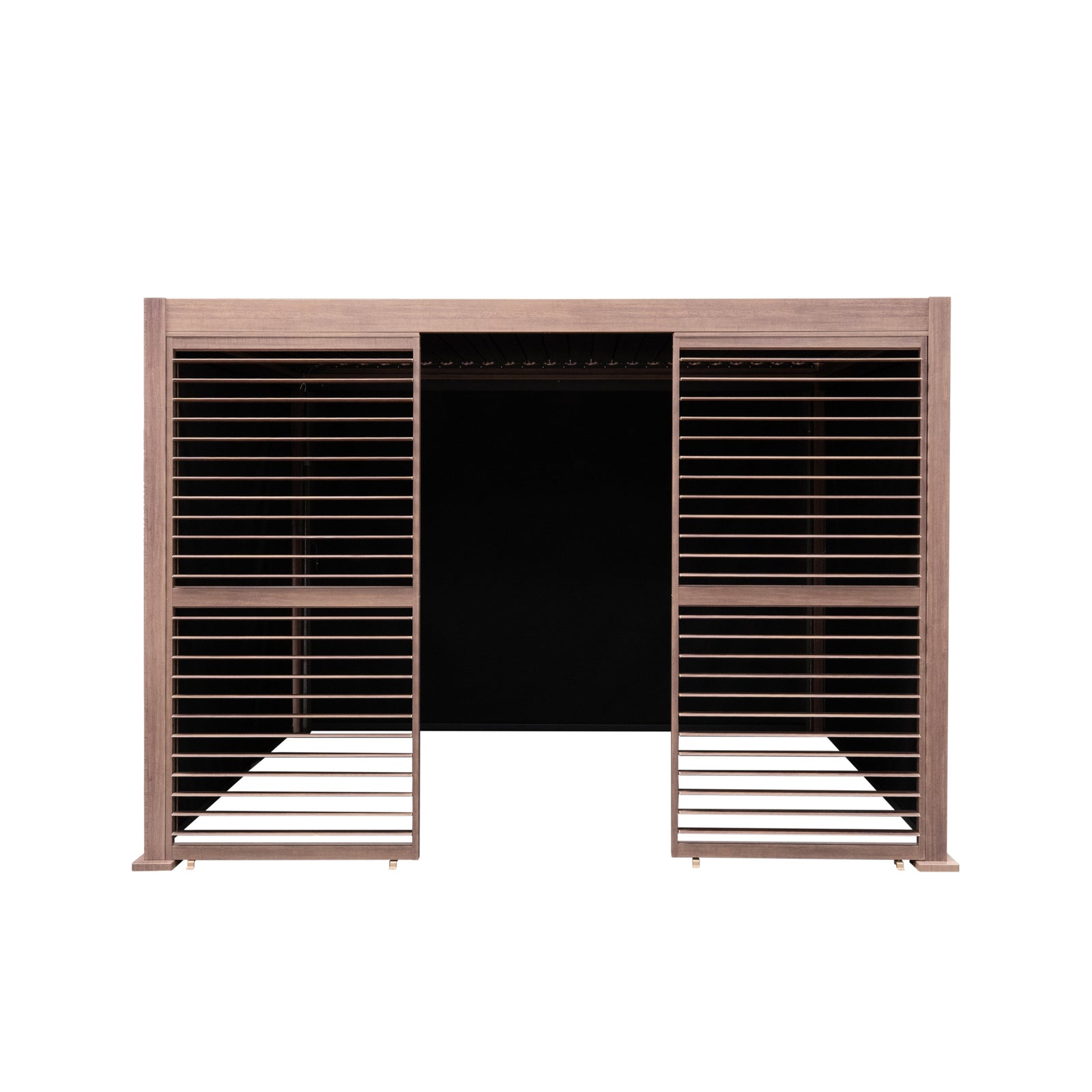 Wood Effect Aluminium Pergola With Blinds & 2 Louvre Panels | 3m x 3m | Brown