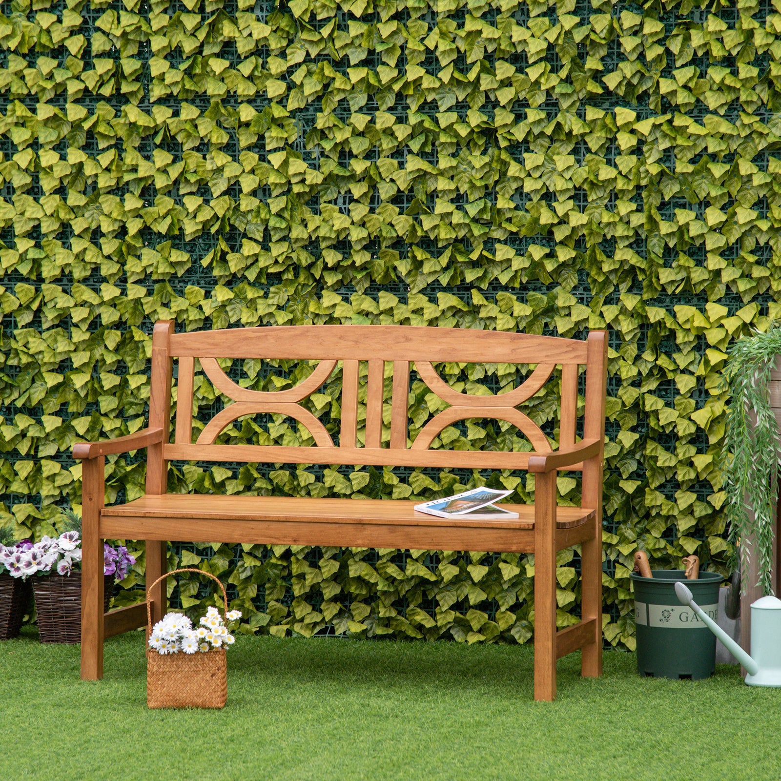 2-seater Wooden Garden Bench Outdoor Patio Loveseat