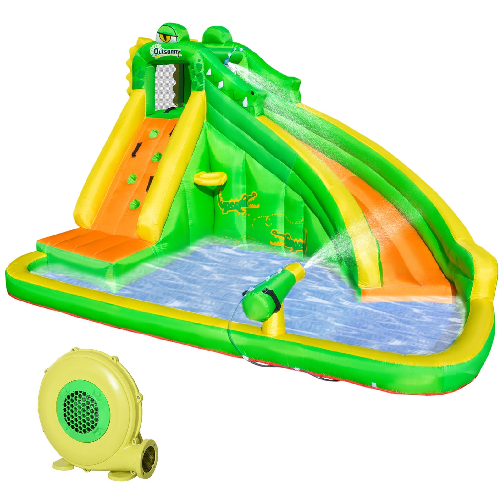 Kids Bouncy Castle With Slide Pool Basket Gun Climbing Wall W/ Blower