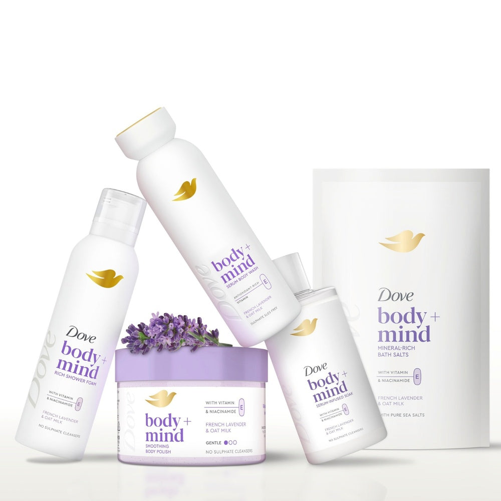 Body + Mind Bath Salts, French Lavender & Oat Milk, 400g | Set-of-6