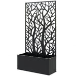 Metal Garden Bed With Trellis, Two Trees Cut-out Screen