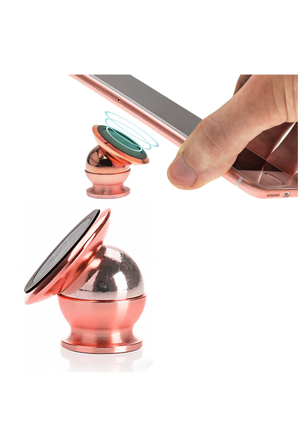 Heavy Duty 360 Degrees Rotation Universal Magnet Phone Holder, Rose Gold