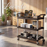 Tool Trolley 3 Tier Rolling Storage Cart Multi-functional Workplace Black | Black