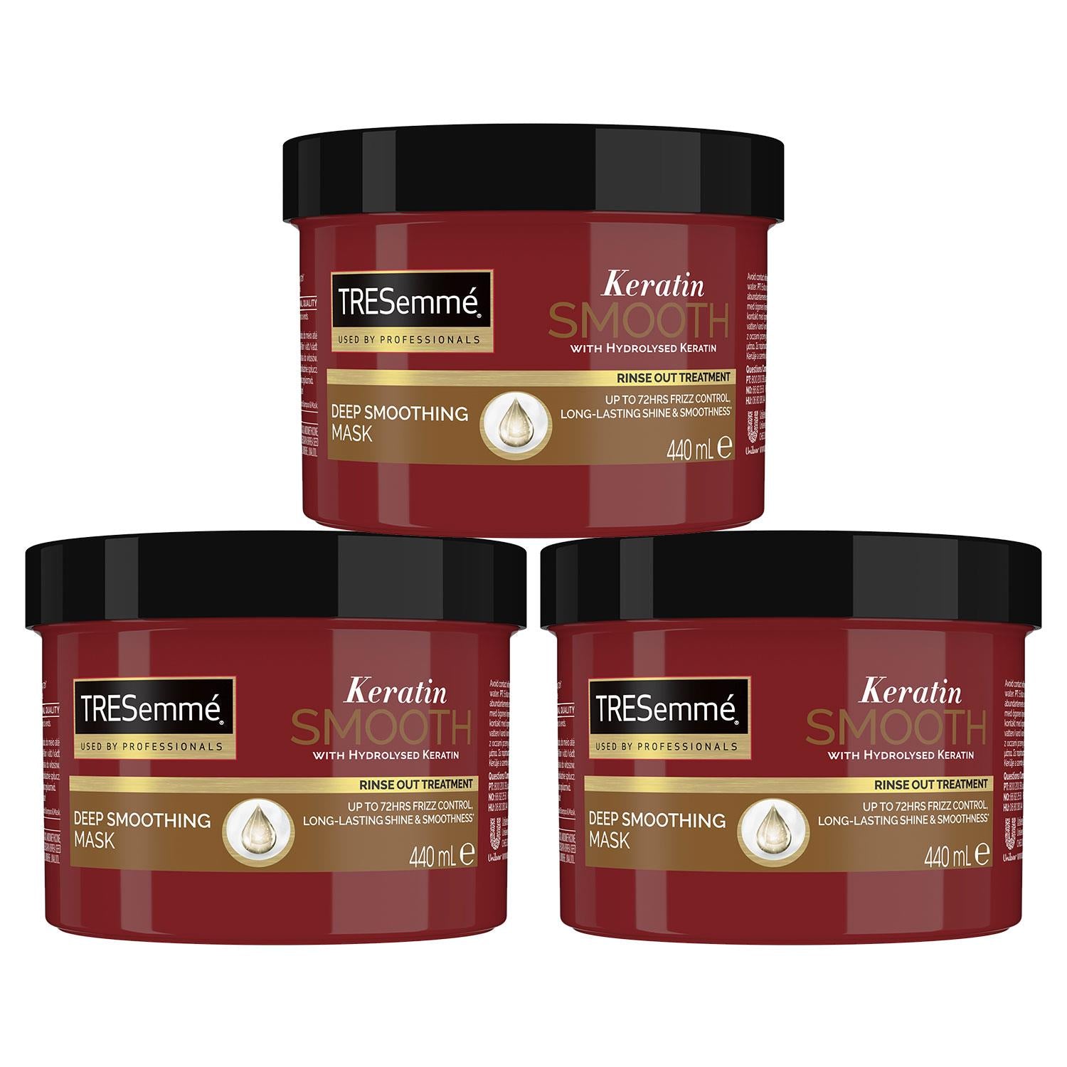 Keratin Smooth Deep Smoothing Mask With Hydrolysed Keratin, 3x Of 440ml